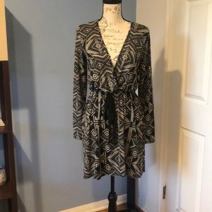 Black pattern mini dress.